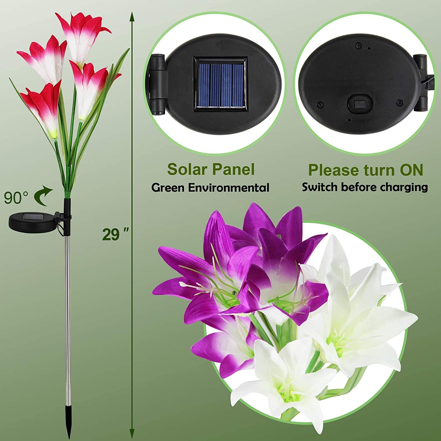 Lily Solar Flower Light - 7 Colour Changing (Red) Lily Solar Flower Light - 7 Colour Changing (Red)